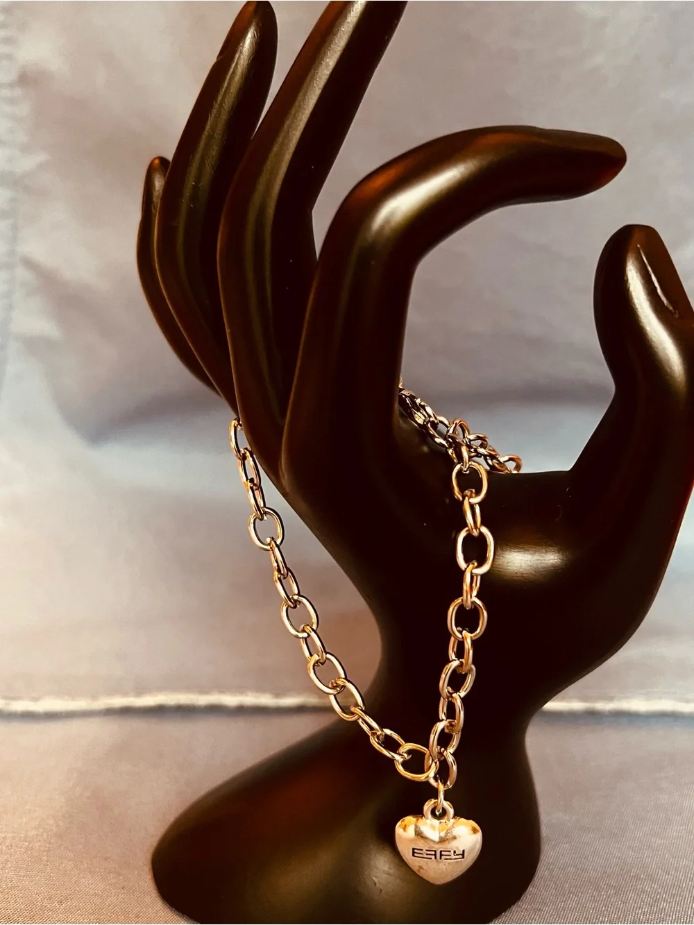 Effy silver- Tone Heart Charm Chain Bracelet - Logo Pendant - Picture 3 of 5